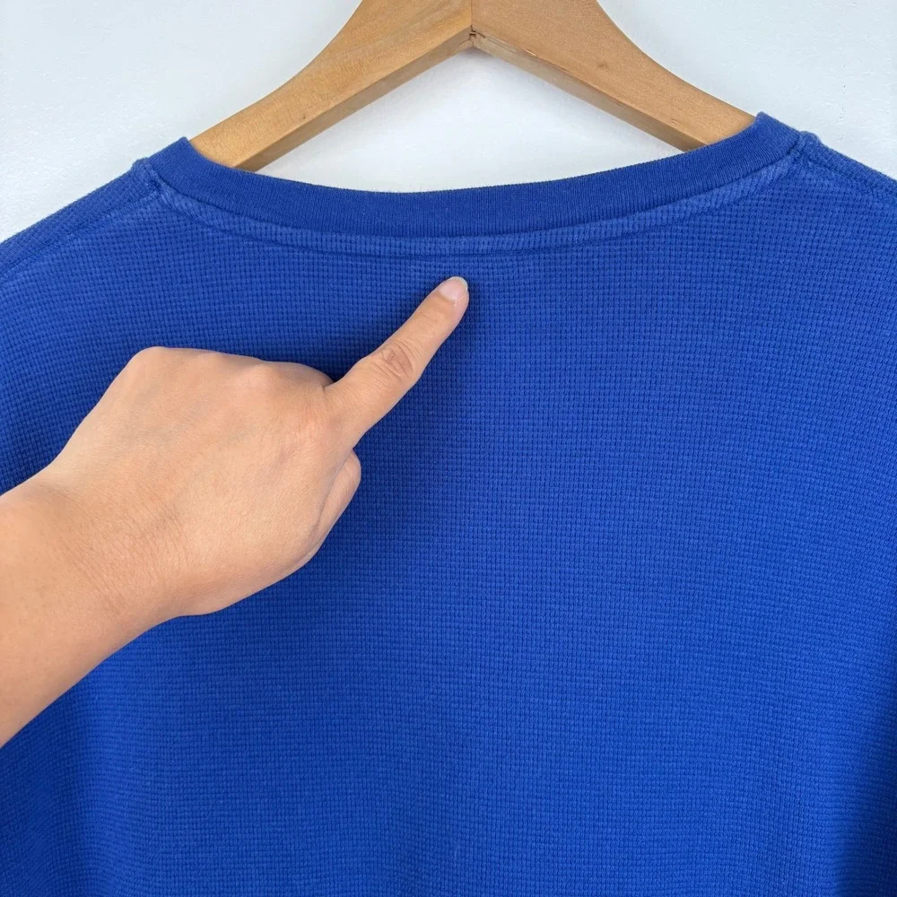 Polo Ralph Lauren Blue Thermal Waffle Knit Sleepwear‎ Shirt Mens XL Yellow Pony